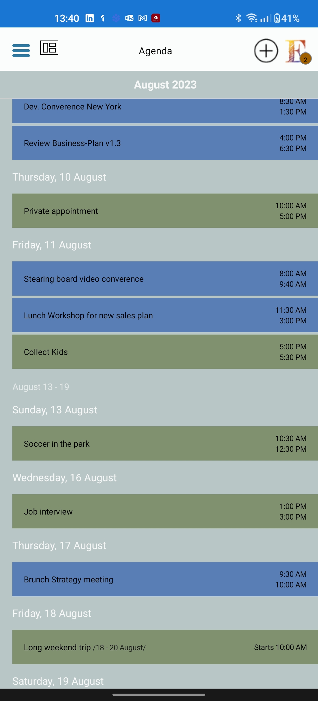 Access shared agendas on your mobile device