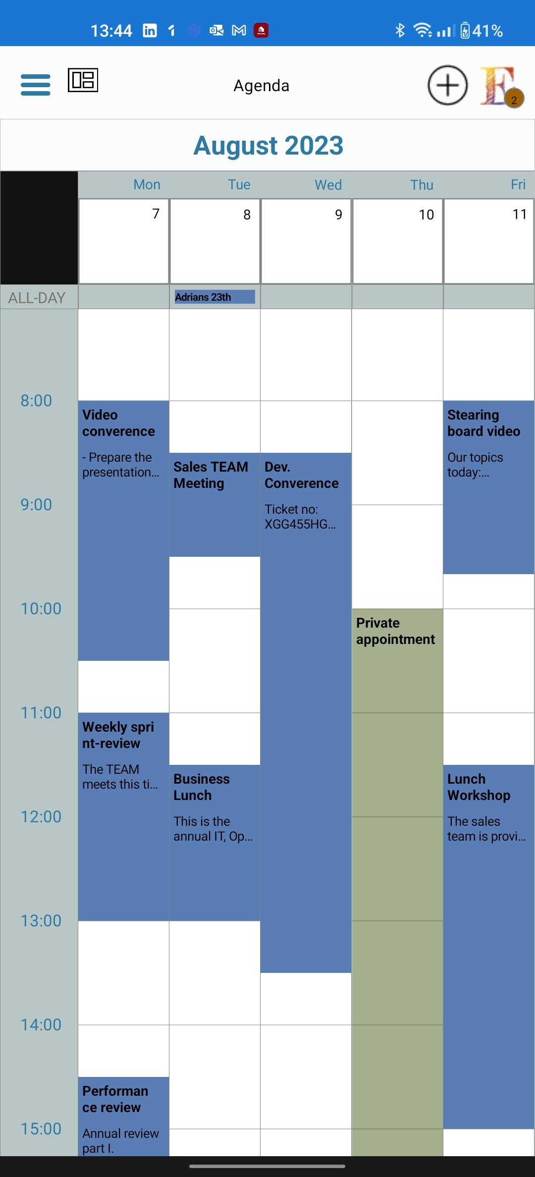 Access shared agendas on your mobile device
