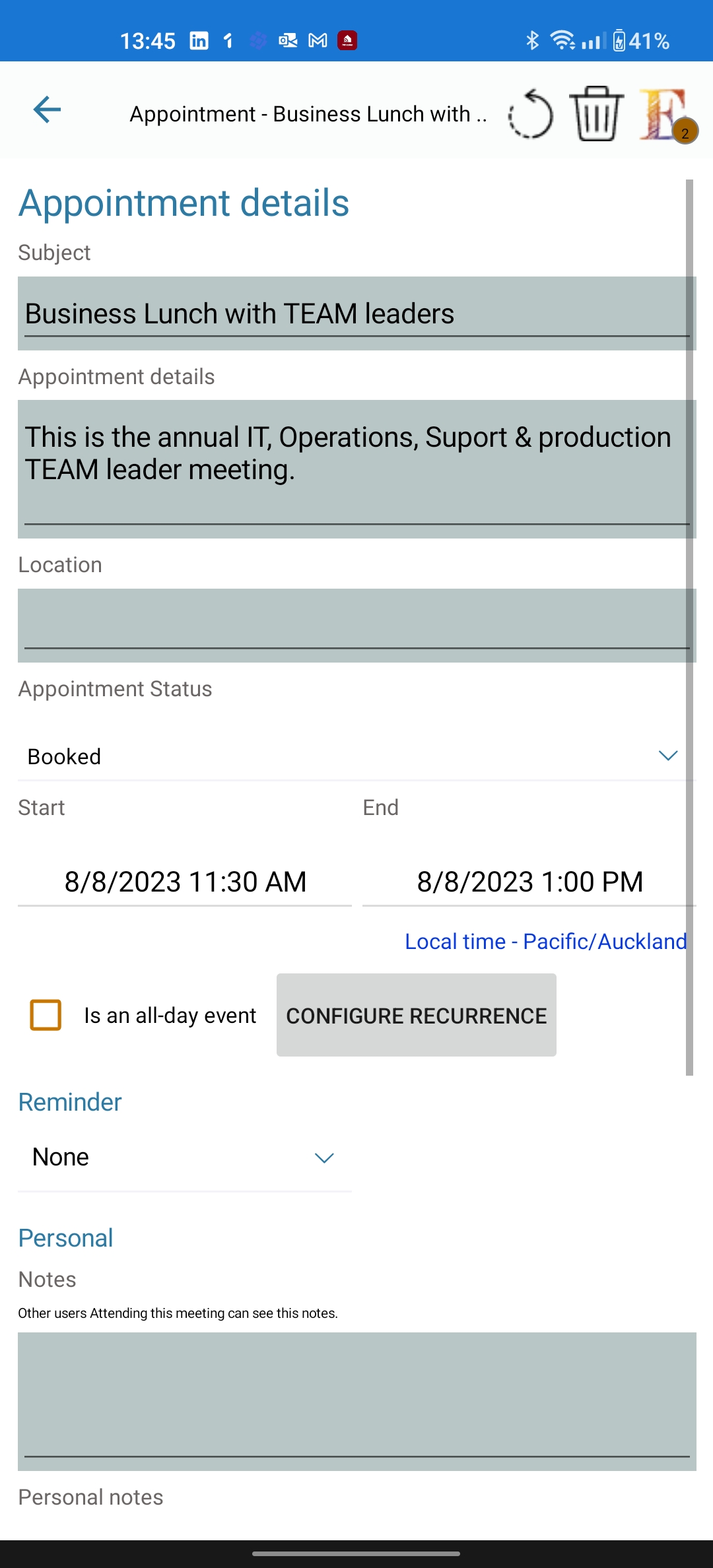 Access shared agendas on your mobile device